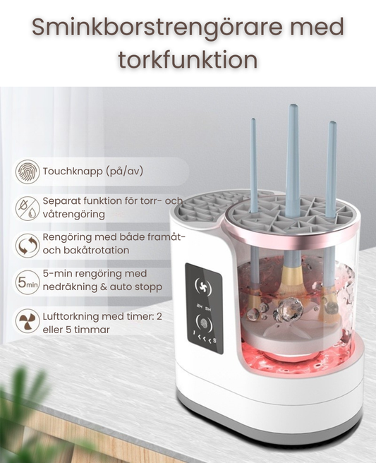 Sminkborstrengörare med torkfunktion