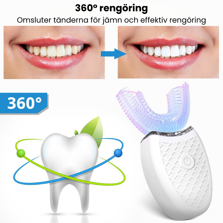 Ultraljudstandborste med U-form – 360° rengöring med vibration