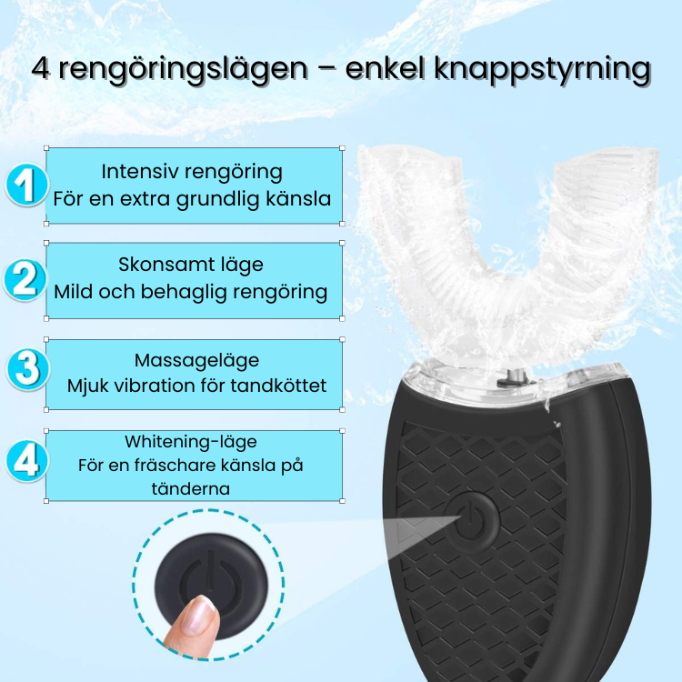 Ultraljudstandborste med U-form – 360° rengöring med vibration