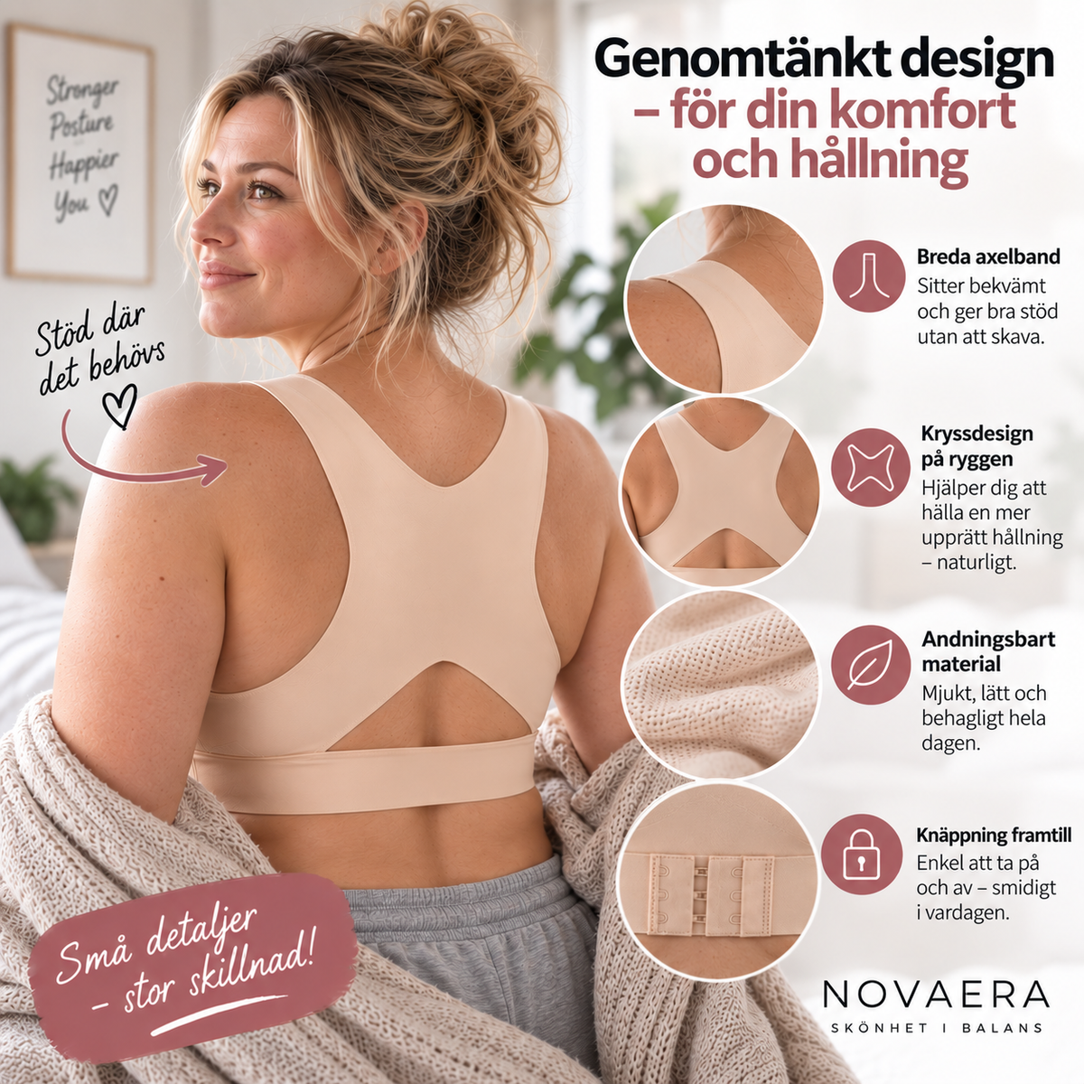 Posture Support BH – Naturligt lyft och optimalt ryggstöd med sömlös design